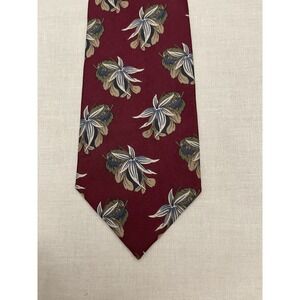 Botany 500 Classic Men's Neck Tie Silk 4" Red Blue Tan Abstract Floral 59"
